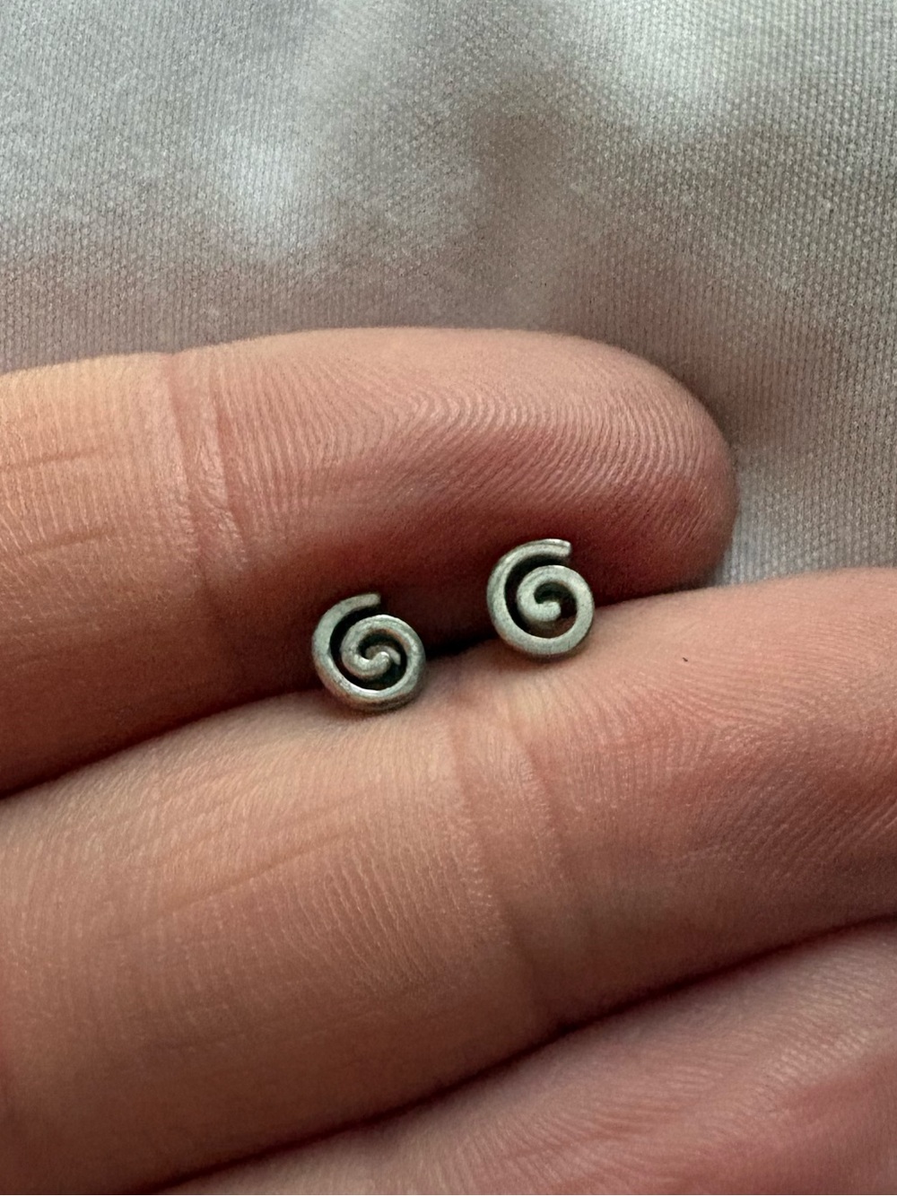 Silver Spiral Stud Earrings - Minimalist Women's Jewelry
